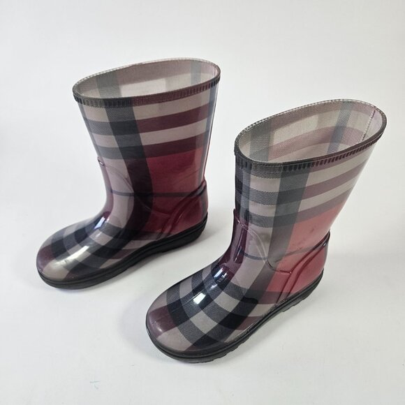 Burberry Girls Rain boots Plaid Size 13 Kids US Size 32/31 EU Made In Italy - Picture 2 of 12